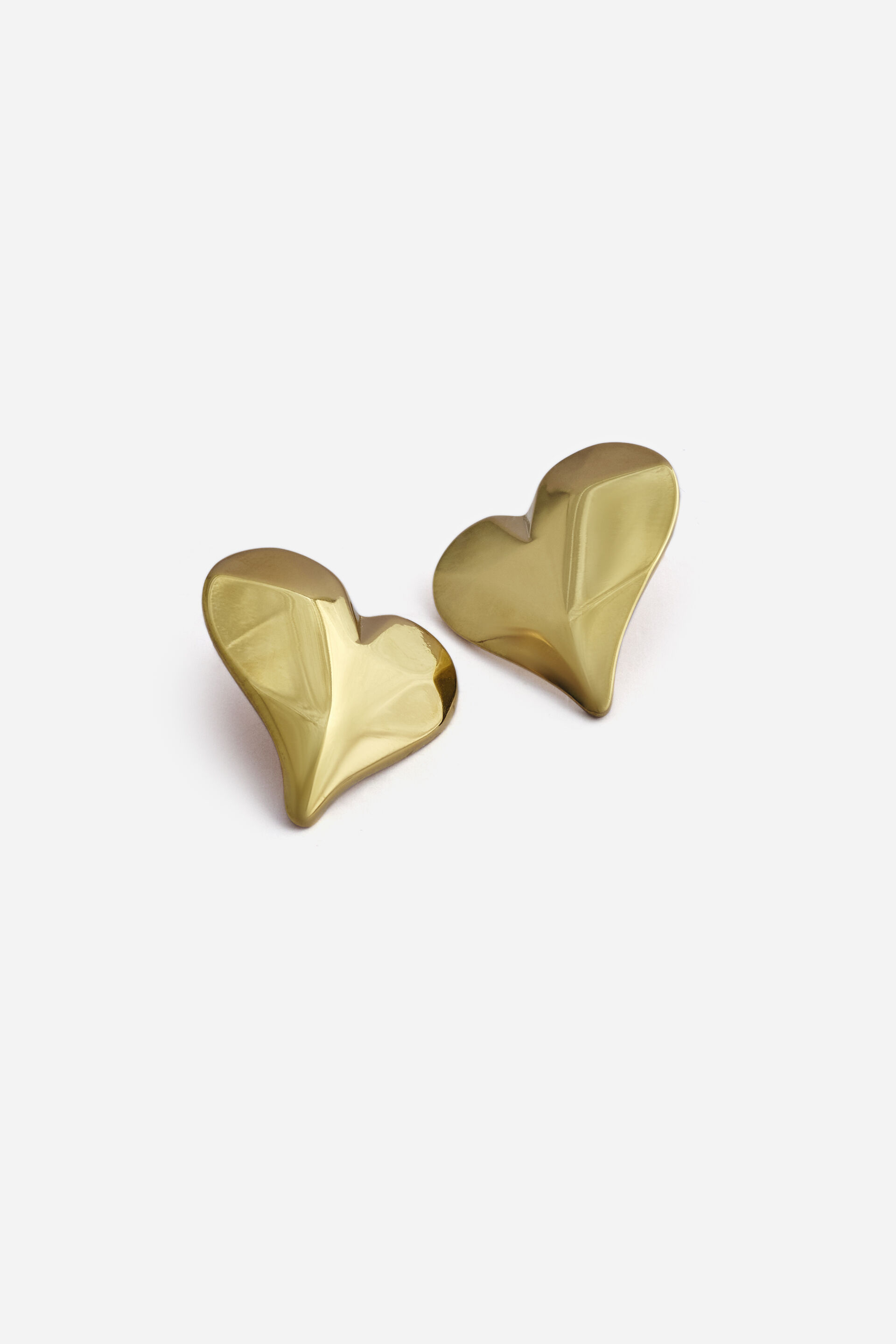 Folded Heart Stud Earrings, , image 2